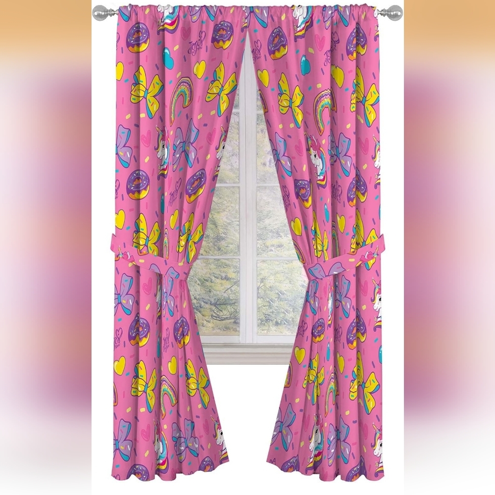 Nickelodeon JoJo Siwa Multicolor 4pcs Window Panels 84" New